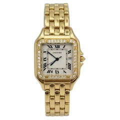 Montre Cartier Panthère Large à lunette sertie de diamants « Factory », en or jaune 18 carats