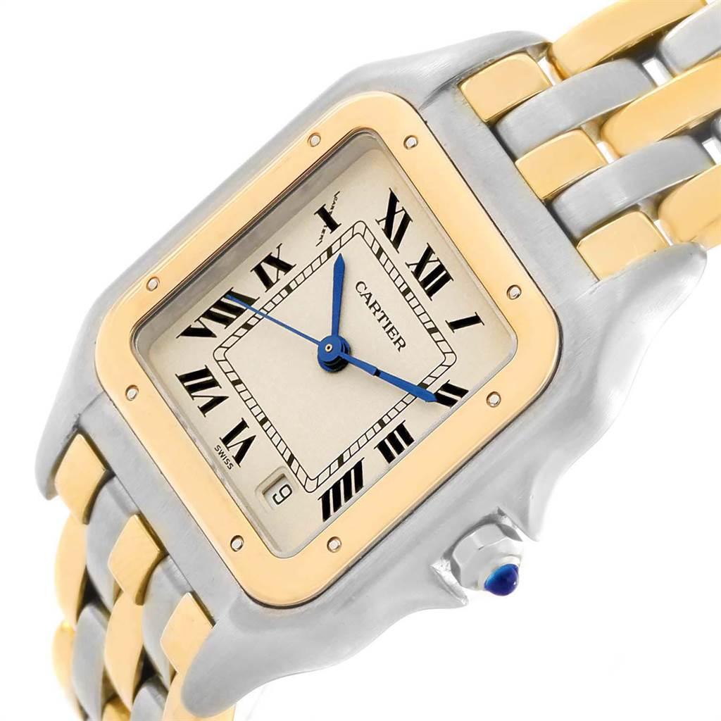 Cartier Panthere Large Steel 18 Karat Yellow Gold Three-Row Watch W25028B6 For Sale 2
