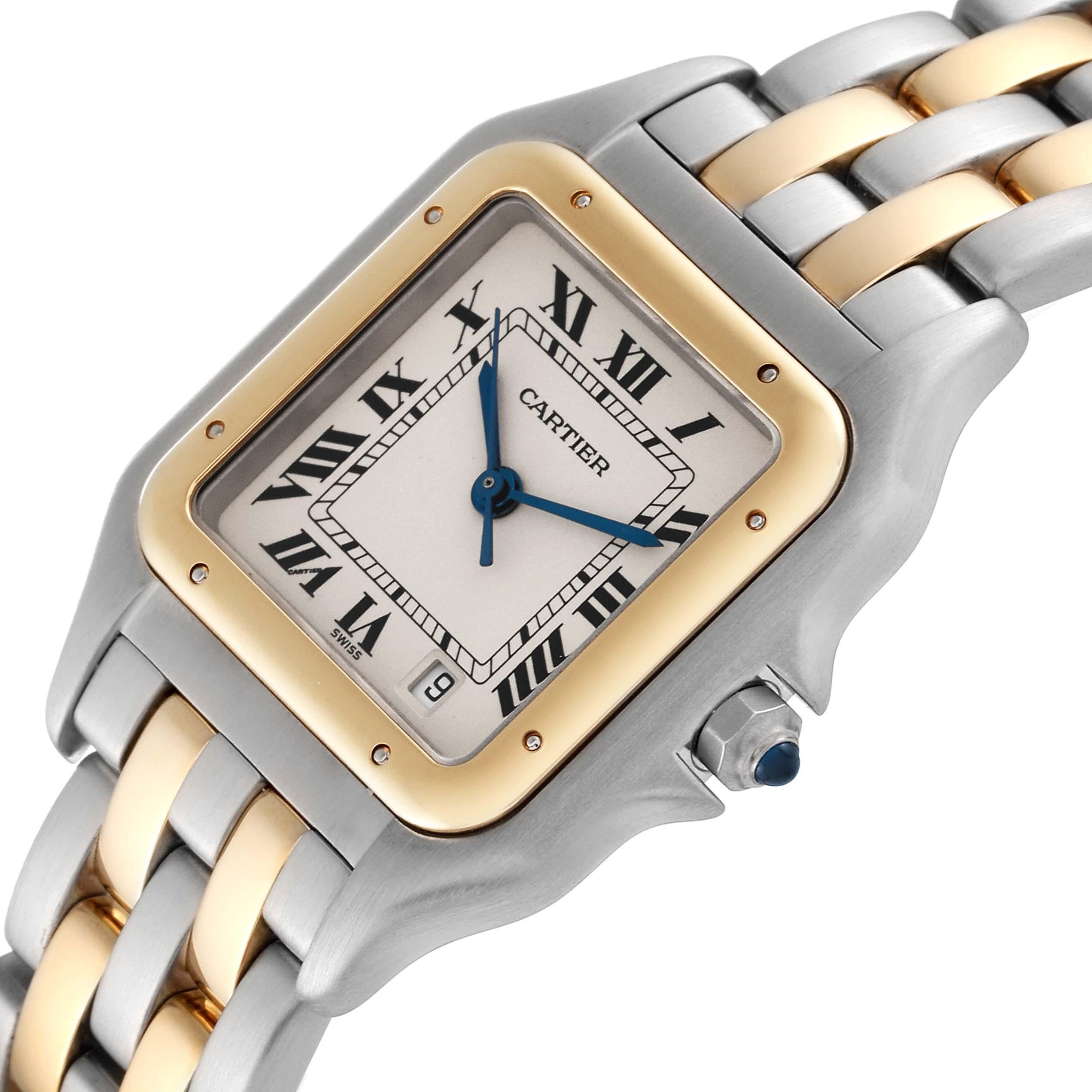 Cartier Panthere Large Steel Yellow Gold Two Row Watch W25028B6 Box Papers 1