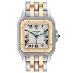 Cartier Panthere Große zweireihige Stahl-Gelbgold-Uhr W25028B6 mit Boxpapieren, Panthere Groß