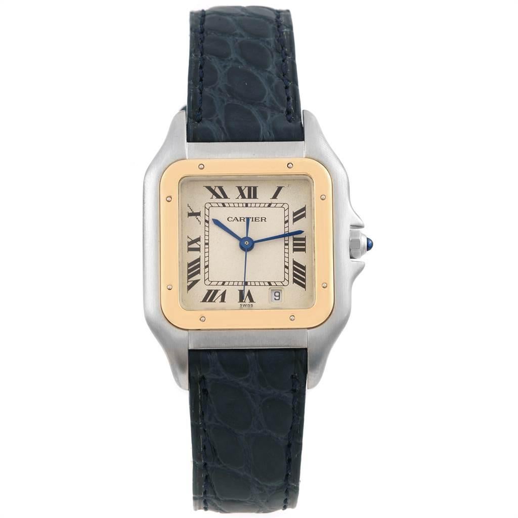 Cartier Panthere Large Steel Yellow Gold Unisex Watch W25028B6 In Excellent Condition For Sale In Atlanta, GA