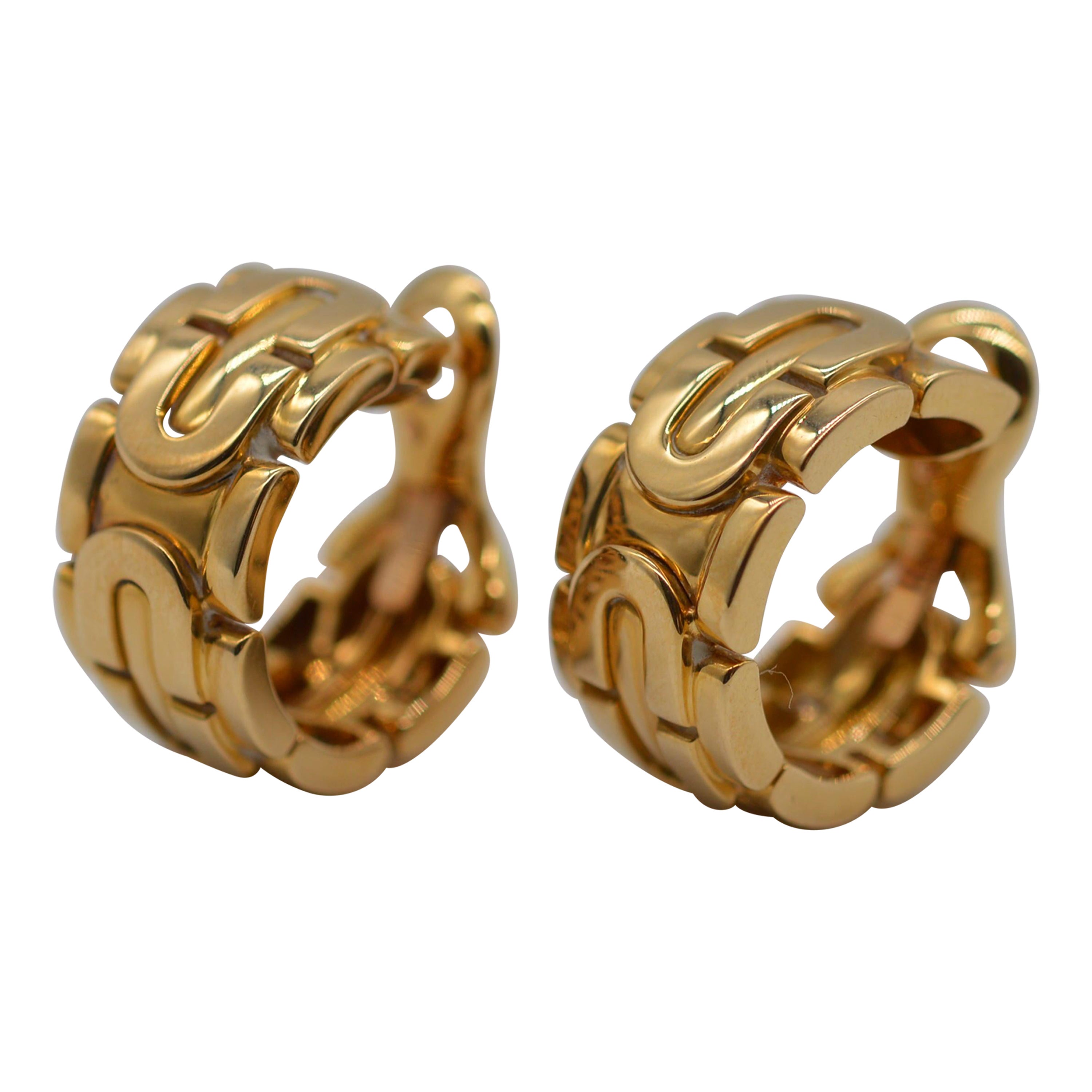 Cartier Panthère Maillon "Art Déco" 18K Yellow Gold Earrings Unworn For Sale