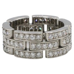 Cartier Panthere Maillon Three-Row 18K White Gold Natural Diamond Band Ring