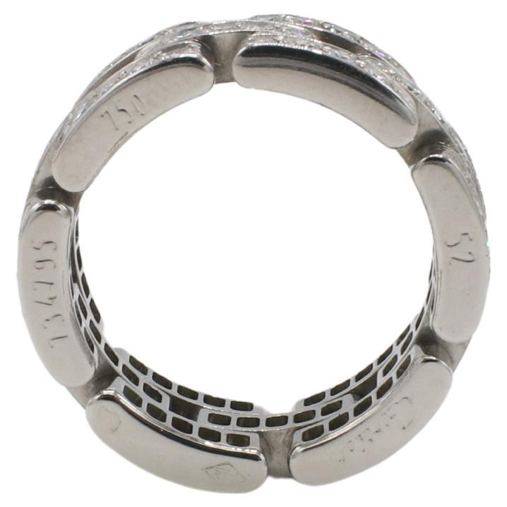 Moderno Cartier Panthere Maillon Anello a tre file di diamanti naturali in oro bianco 18 carati in vendita
