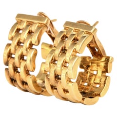 Cartier Panthere Maillon Vintage 18K Yellow Gold Link Hoop Earrings