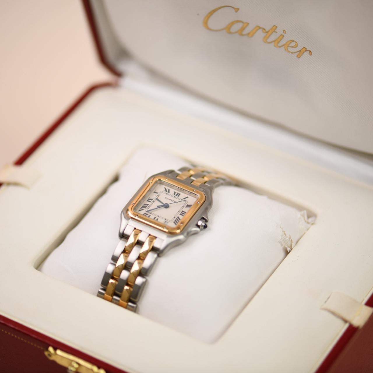 Orologio Cartier Panthère modello medio in acciaio e oro giallo 18k W2PN0007 In condizioni ottime in vendita a Banbury, GB
