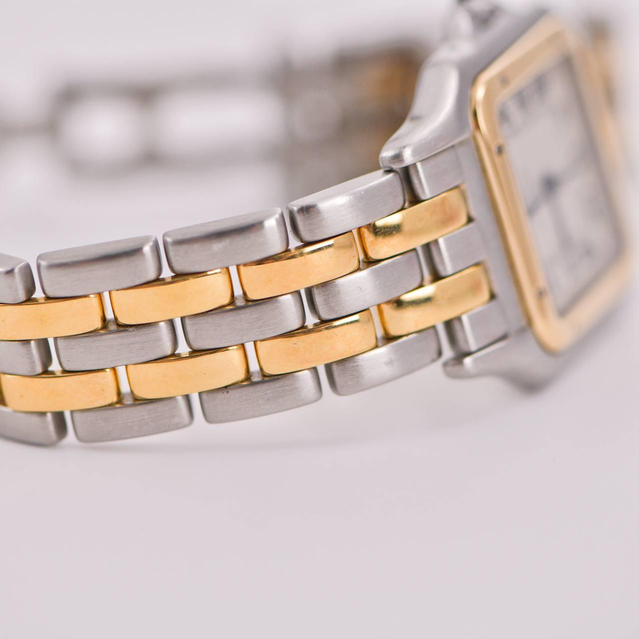 Cabochon Cartier Panthère Medium Model Steel 18k Yellow Gold Watch W2PN0007 For Sale
