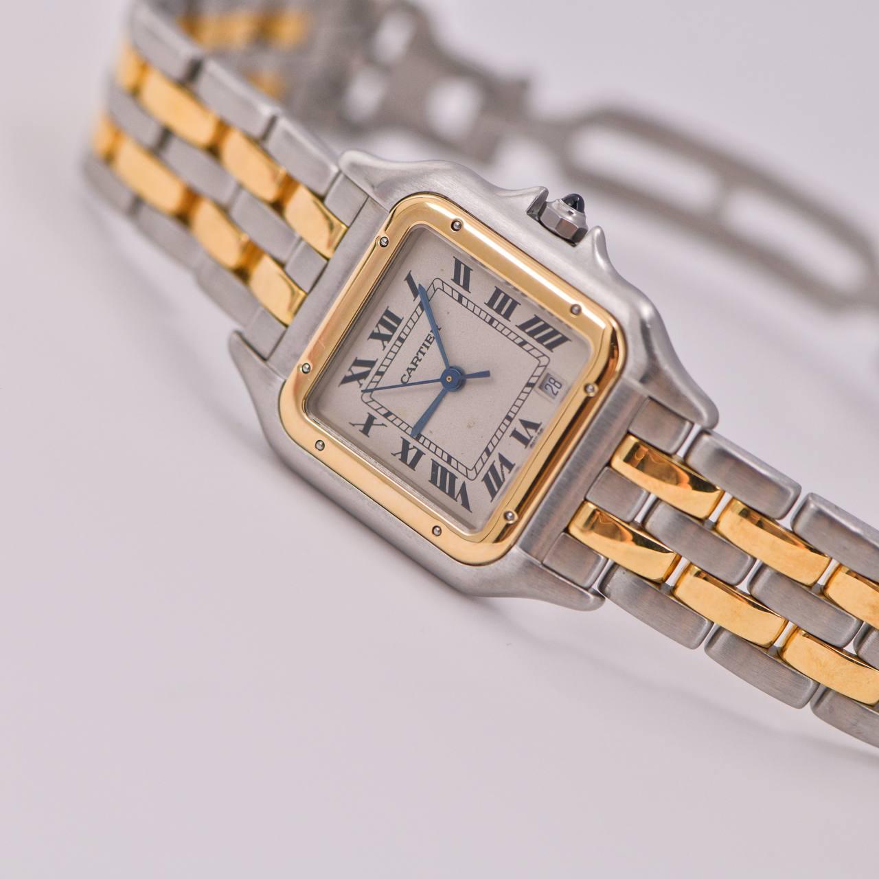 Montre Cartier Panthère Medium Model Acier et or rose W2PN0007 Excellent état à Banbury, GB