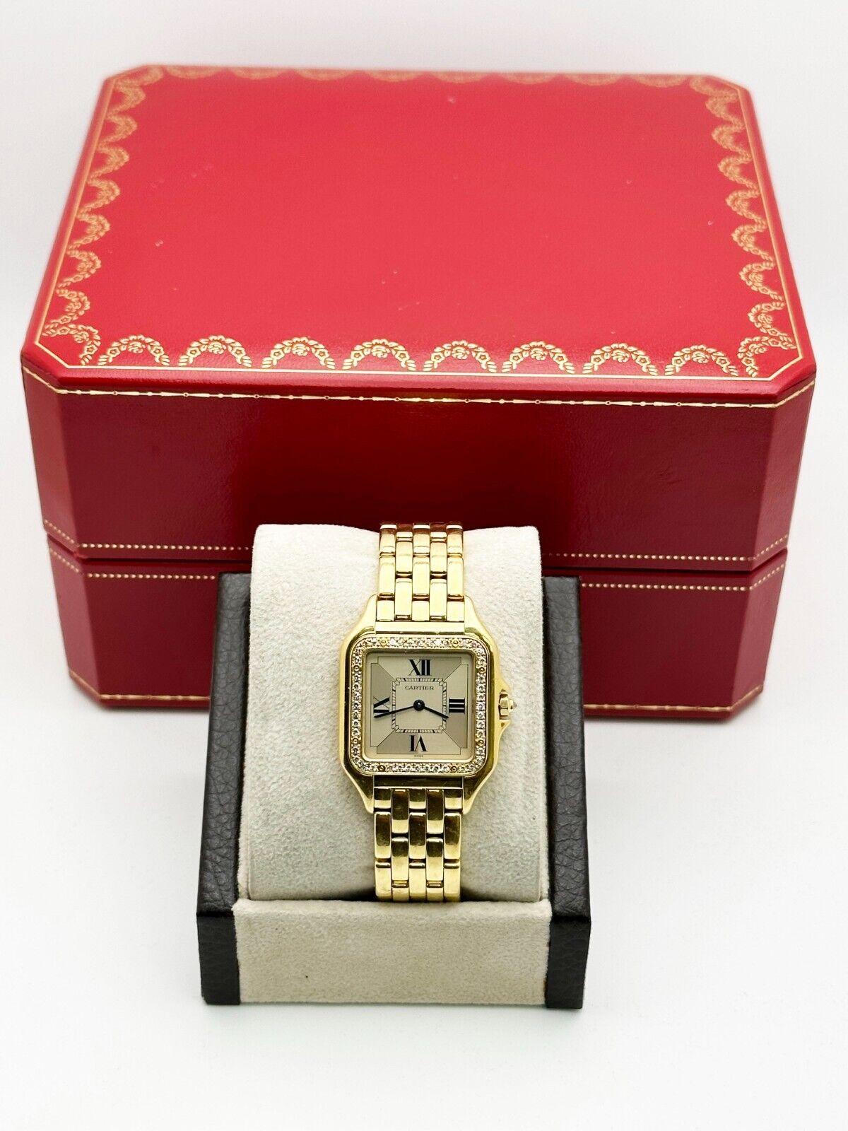 Cartier Panthere Medium Ref 1270 Rare Art Deco Dial 18K Yellow Gold 29mm For Sale 1