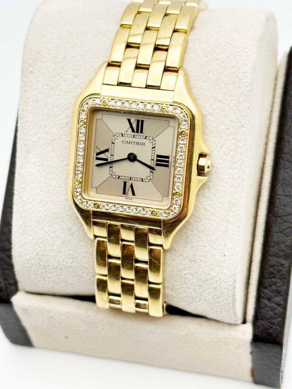 Cartier Panthere Medium Ref 1270 Rare Art Deco Dial 18K Yellow Gold 29mm For Sale 2