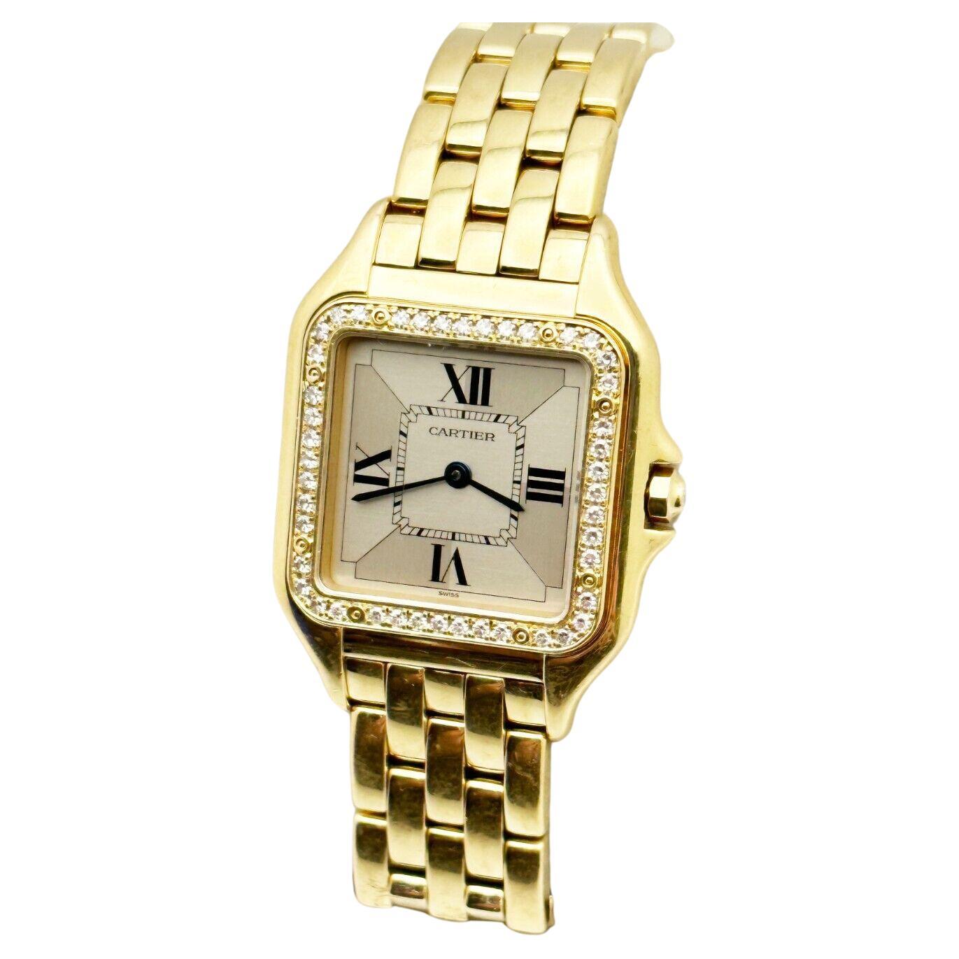 Cartier Panthere Medium Ref 1270 Rare Art Deco Dial 18K Yellow Gold 29mm For Sale