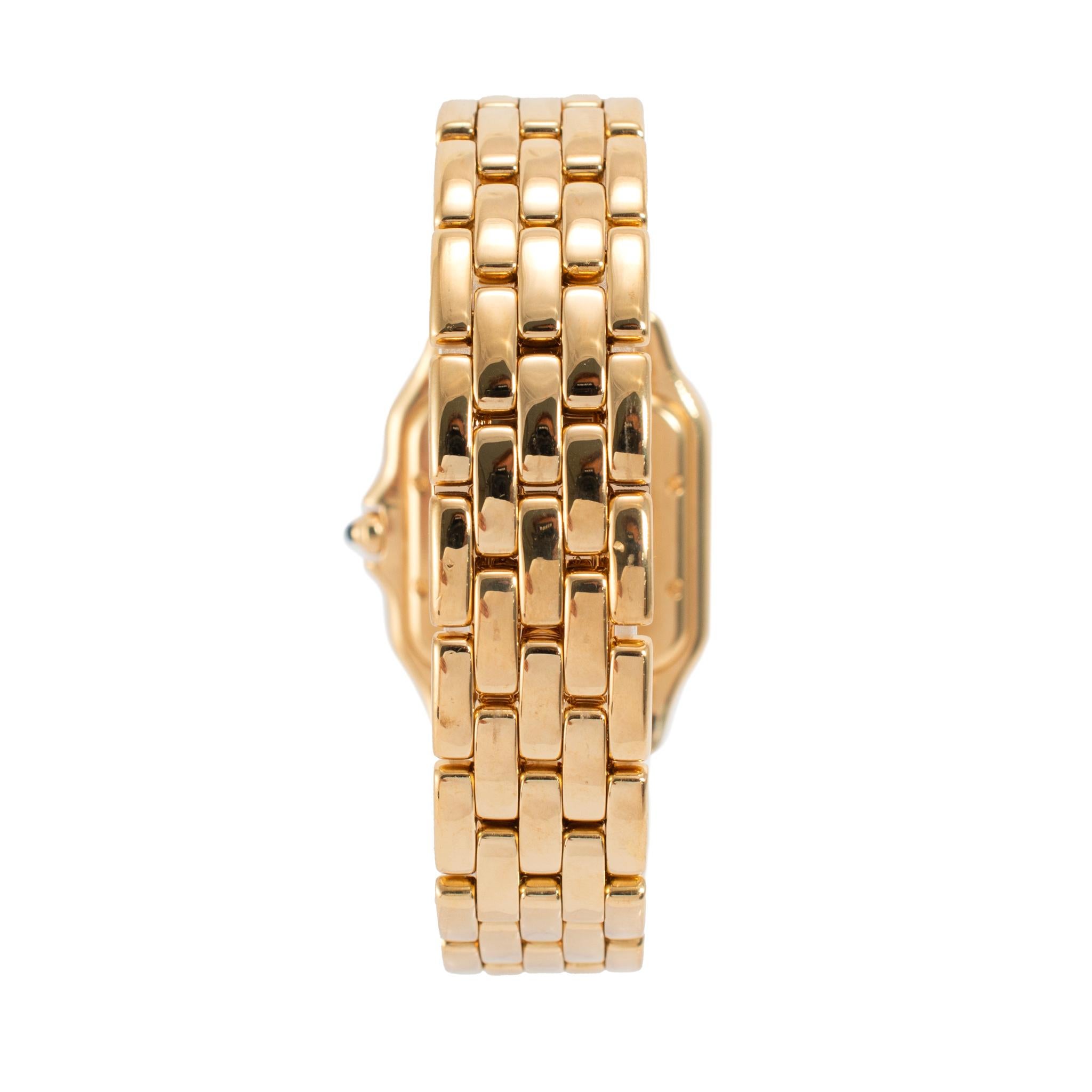 Cartier Panthere Medium Größe 27MM 8839 18K Gelbgold weiß römische Quarzuhr im Angebot 1