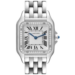 Cartier Panthere Medium Stahl Diamant Lünette Damenuhr W4PN0008 Box Karte
