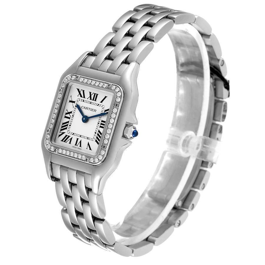 Women's Cartier Panthere Medium Steel Diamond Bezel Ladies Watch W4PN0008 Unworn For Sale