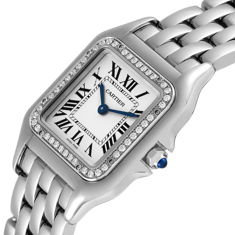 Cartier Panthere Medium Steel Diamond Bezel Ladies Watch W4PN0008 Unworn For Sale 1