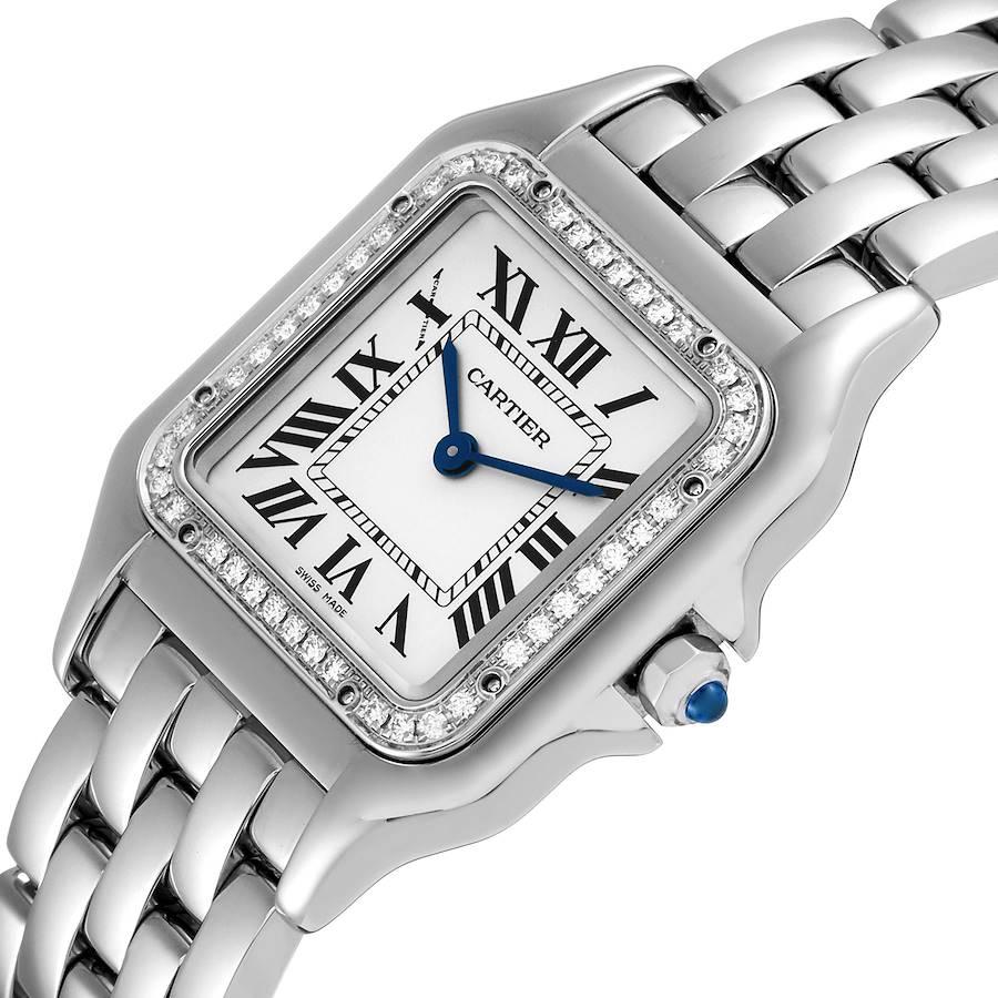 Women's Cartier Panthere Medium Steel Diamond Bezel Ladies Watch W4PN0008 Unworn