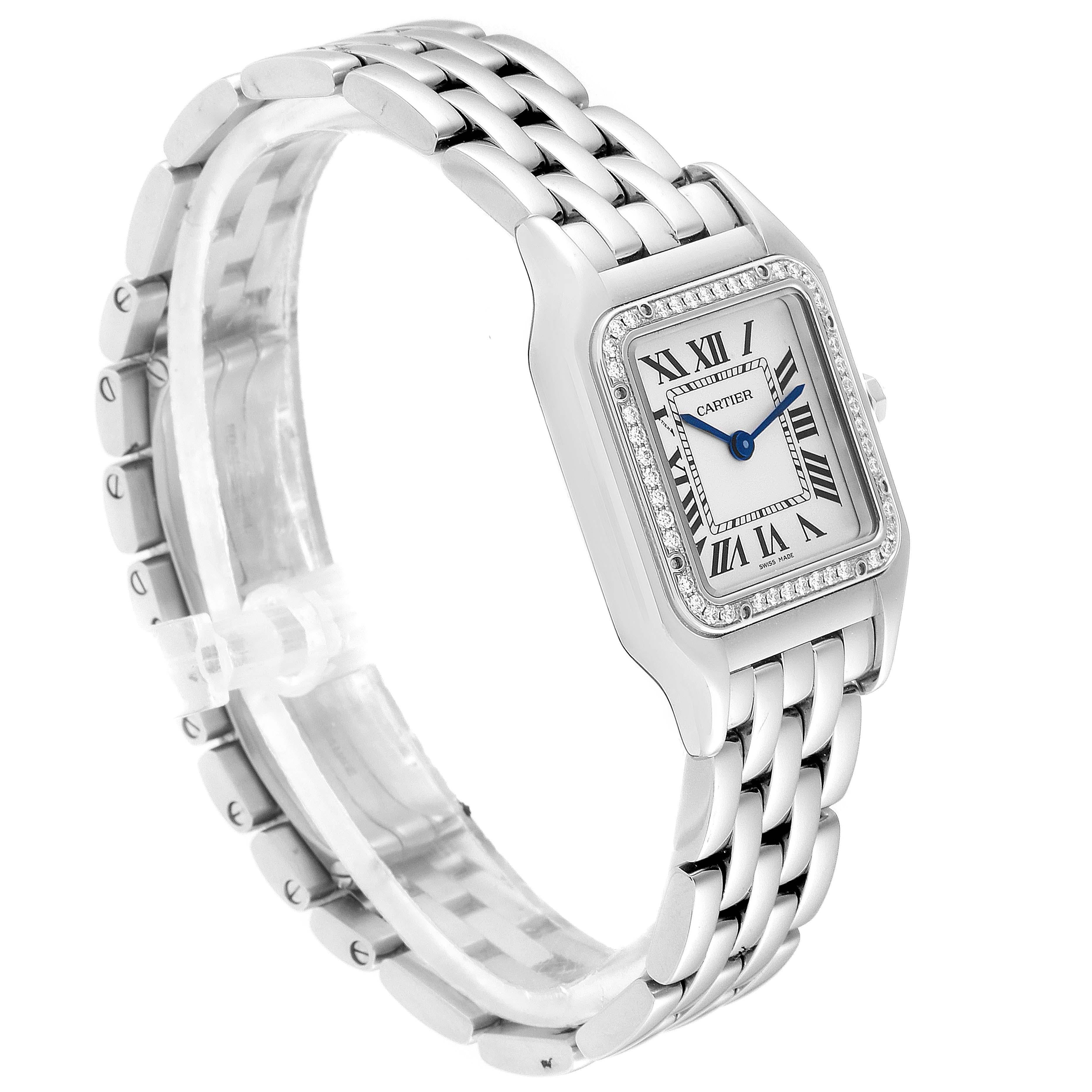 Women's Cartier Panthere Medium Steel Diamond Ladies Watch W4PN0008 For Sale