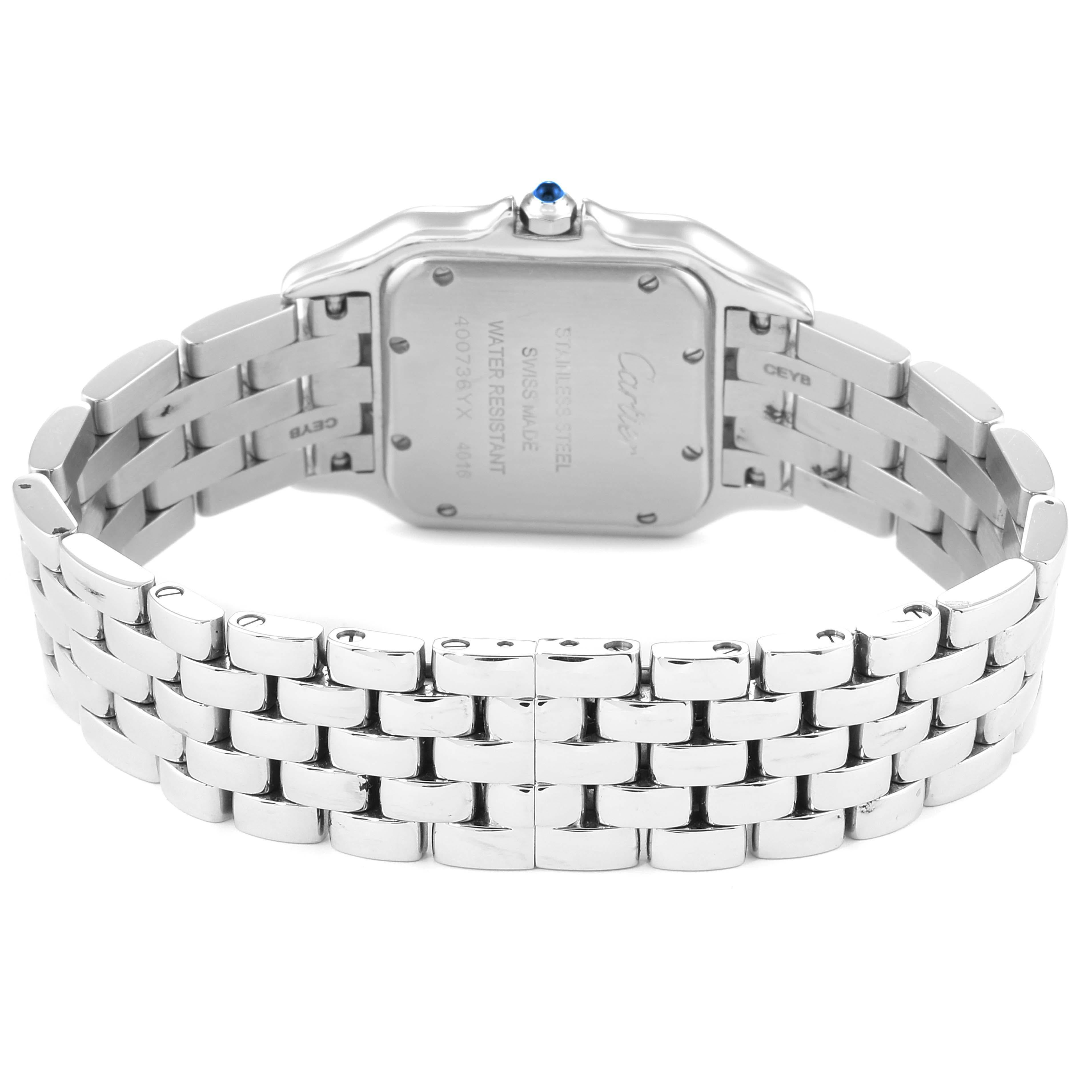 Cartier Panthere Medium Steel Diamond Ladies Watch W4PN0008 For Sale 3