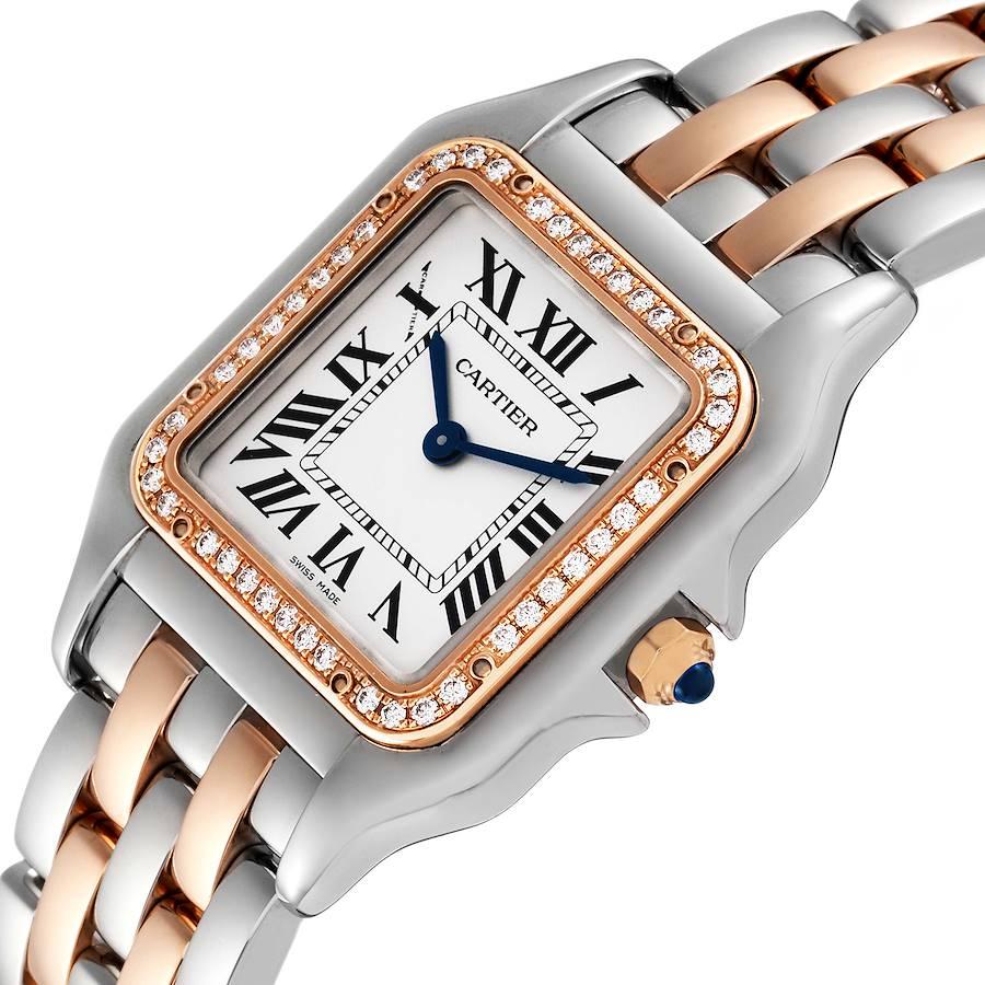 Women's Cartier Panthere Medium Steel Rose Gold Diamond Ladies Watch W3PN0007 Box Card
