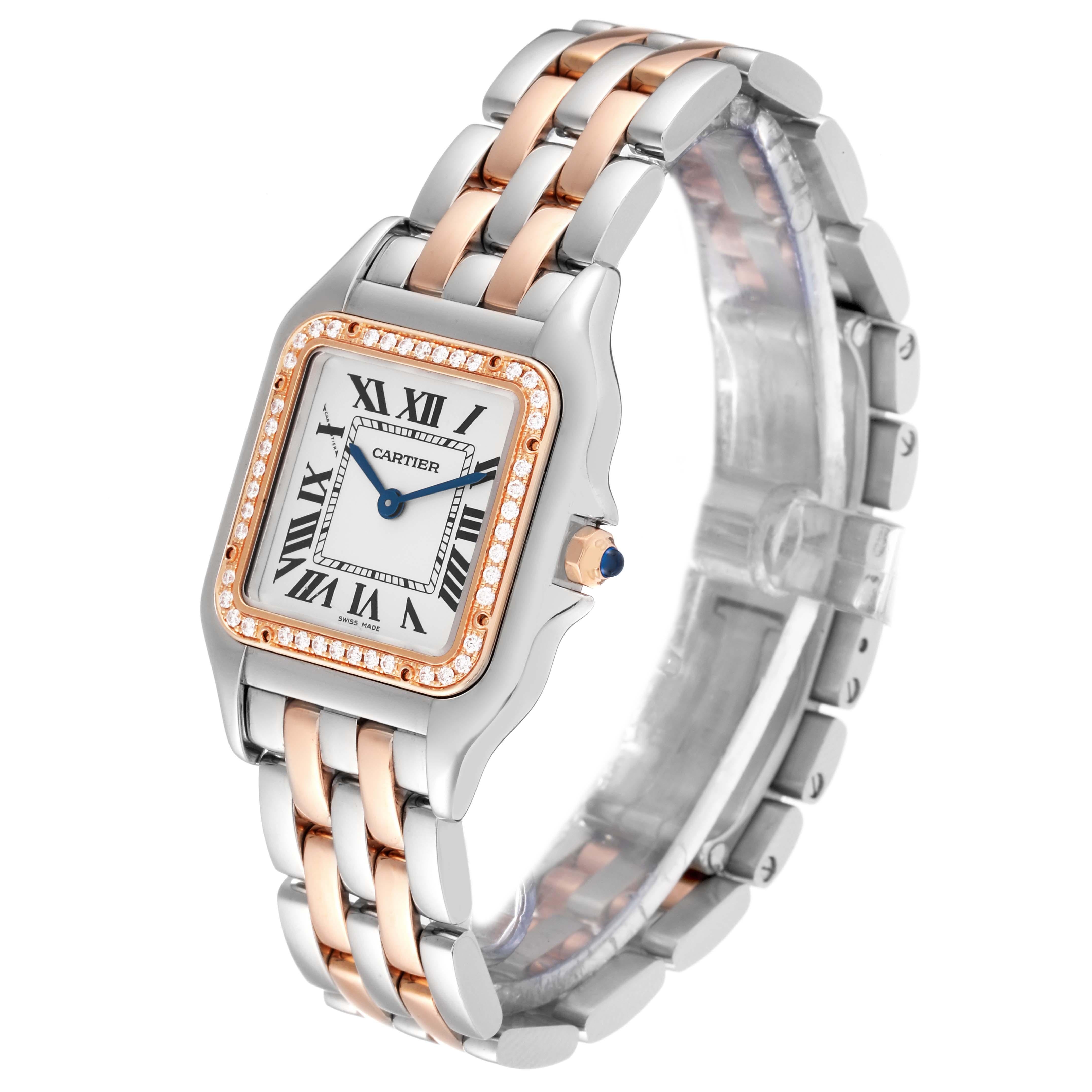 Women's Cartier Panthere Medium Steel Rose Gold Diamond Ladies Watch W3PN0007 For Sale