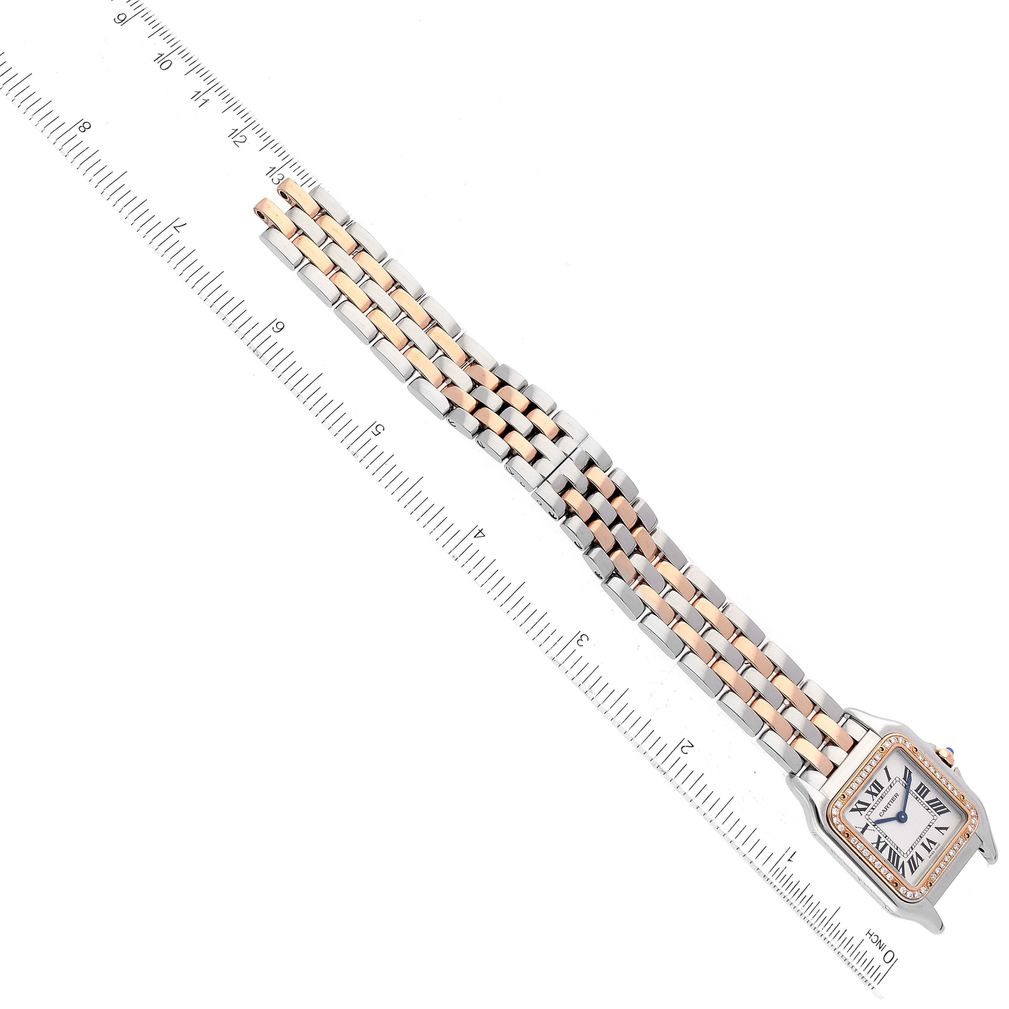 Cartier Panthere Medium Steel Rose Gold Diamond Ladies Watch W3PN0007 For Sale 4