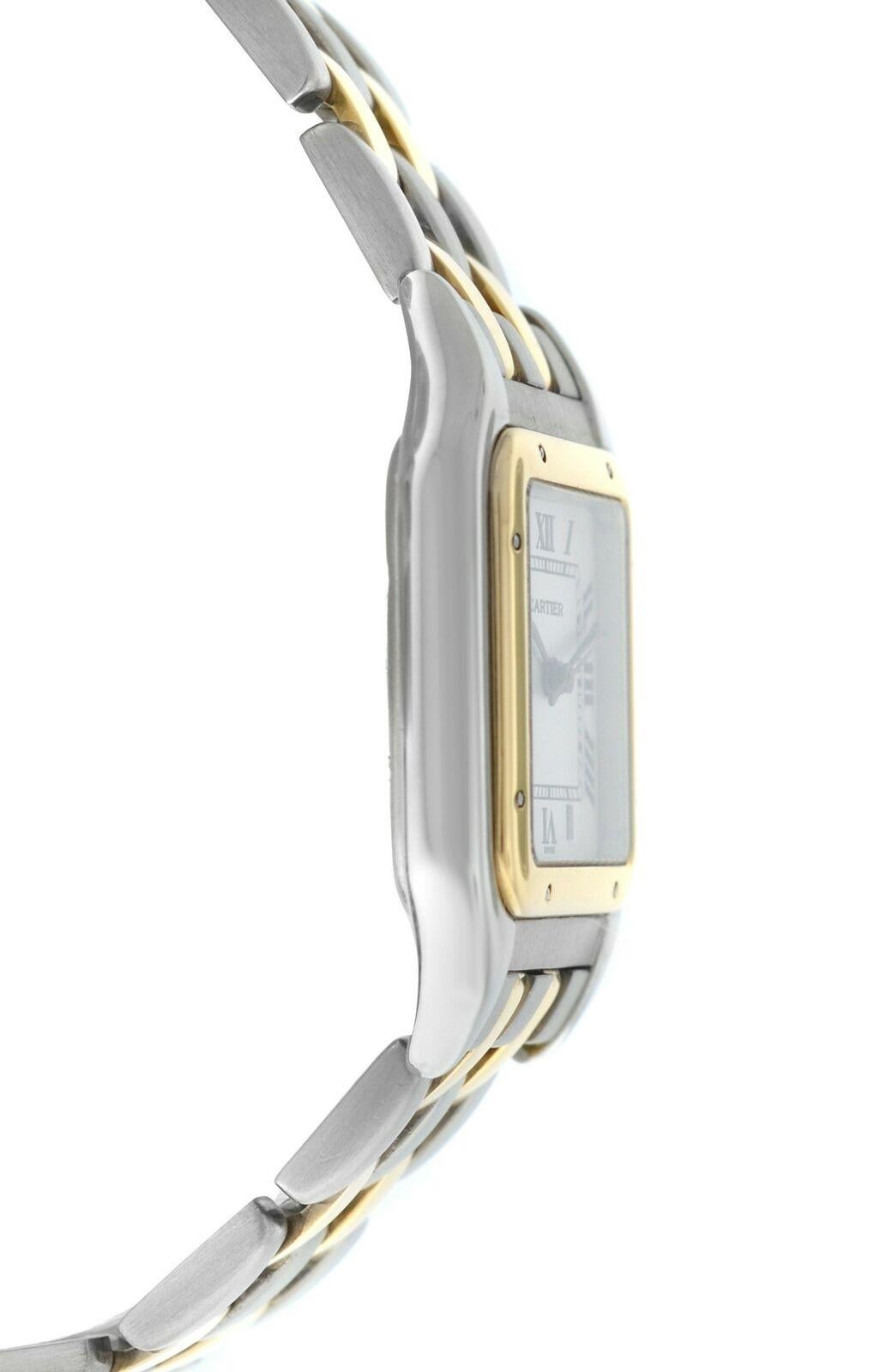 Cartier Panthere Midsize 18 Karat Yellow Gold Two-Row Date Quartz Watch In Excellent Condition For Sale In New York, NY