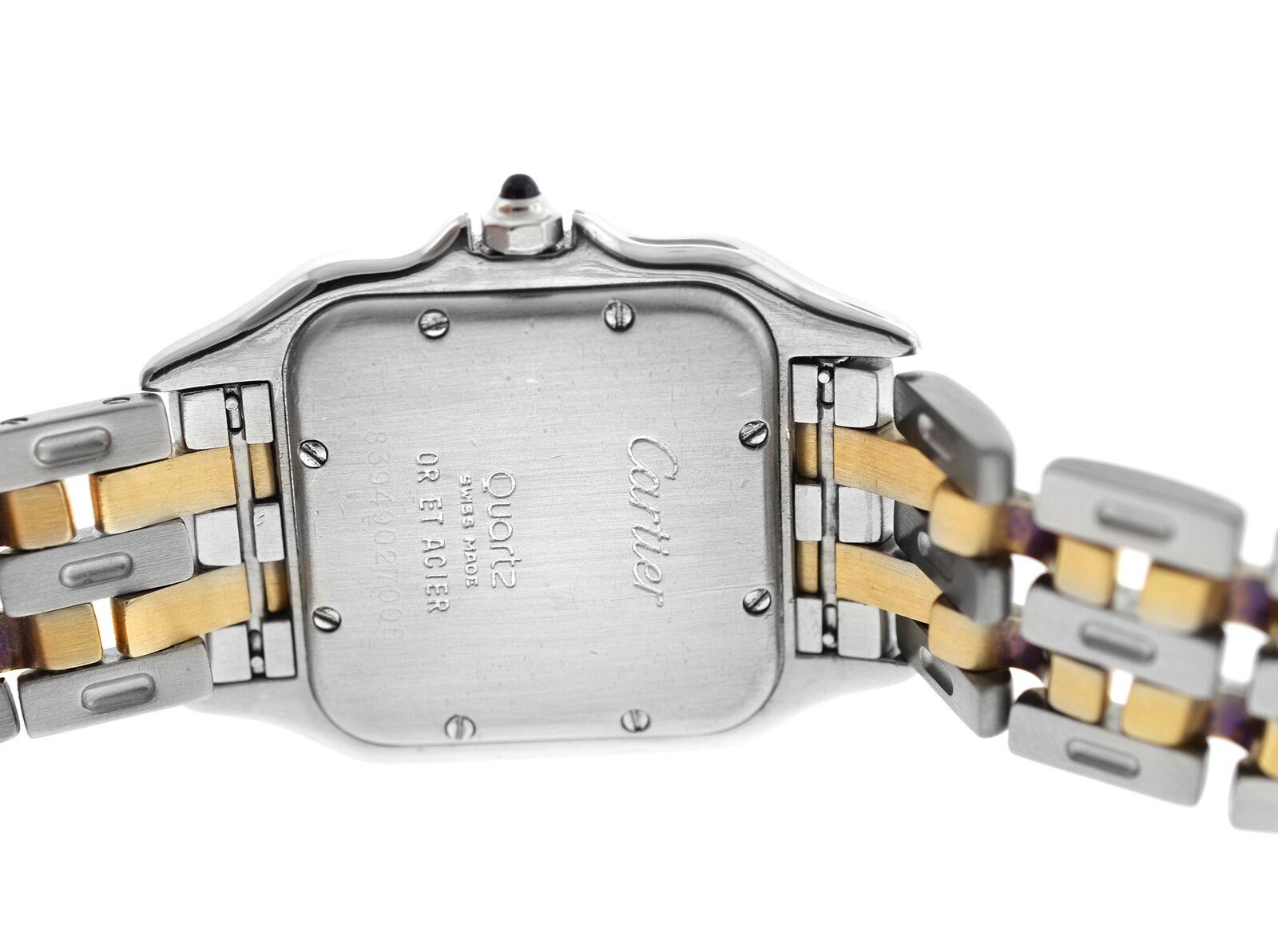 Women's or Men's Cartier Panthere Midsize 18 Karat Yellow Gold Two-Row Date Quartz Watch For Sale