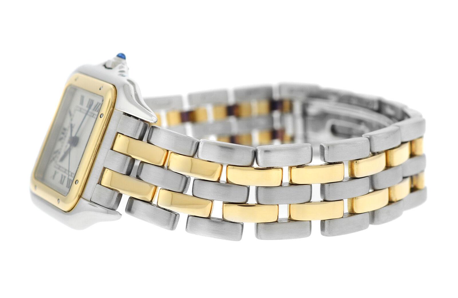 Cartier Panthere Midsize 18 Karat Yellow Gold Two-Row Date Quartz Watch For Sale 4