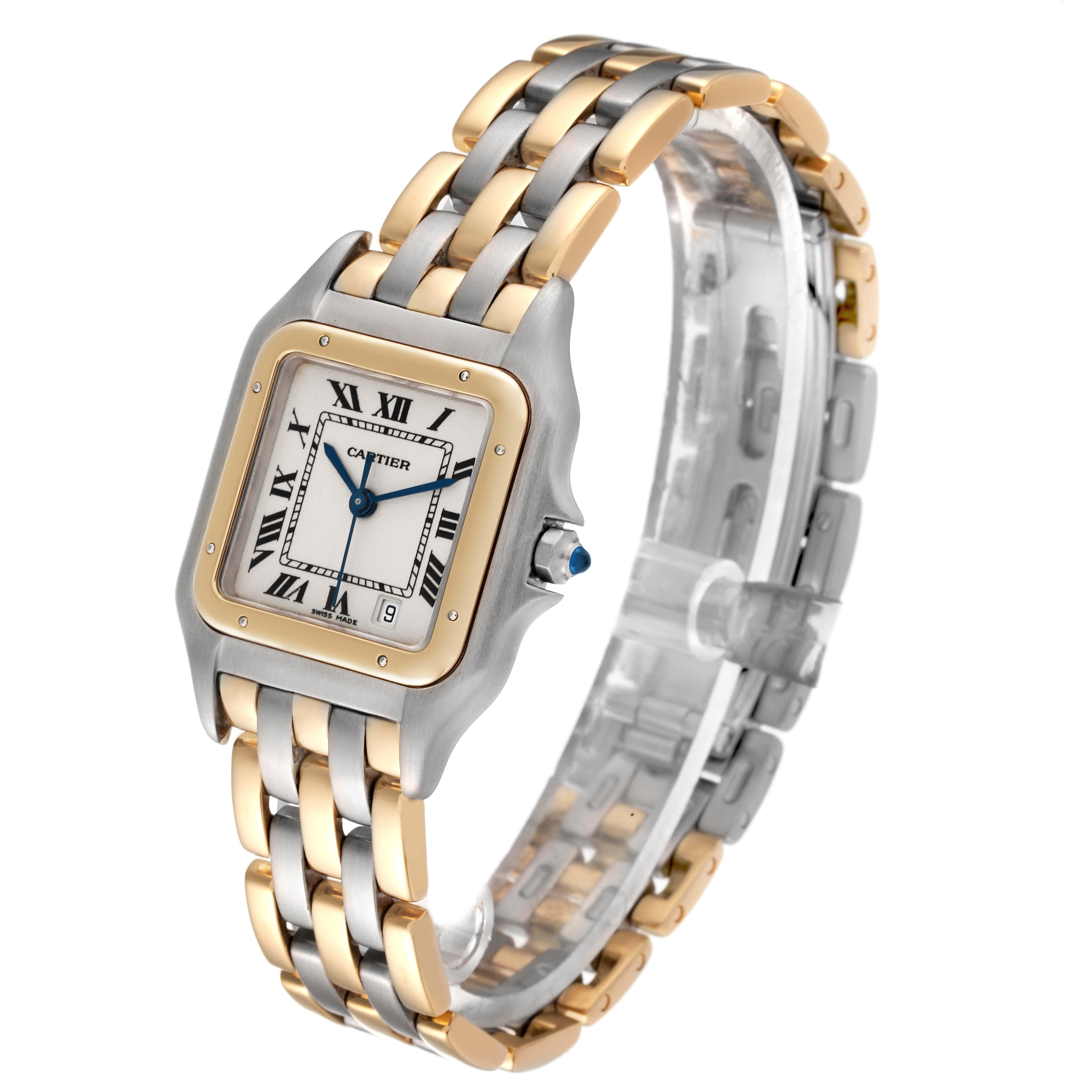 Women's Cartier Panthere Midsize Steel Yellow Gold Three Row Ladies Watch 