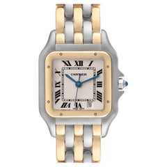 Cartier Panthere Midsize Steel Yellow Gold Three Row Ladies Watch 