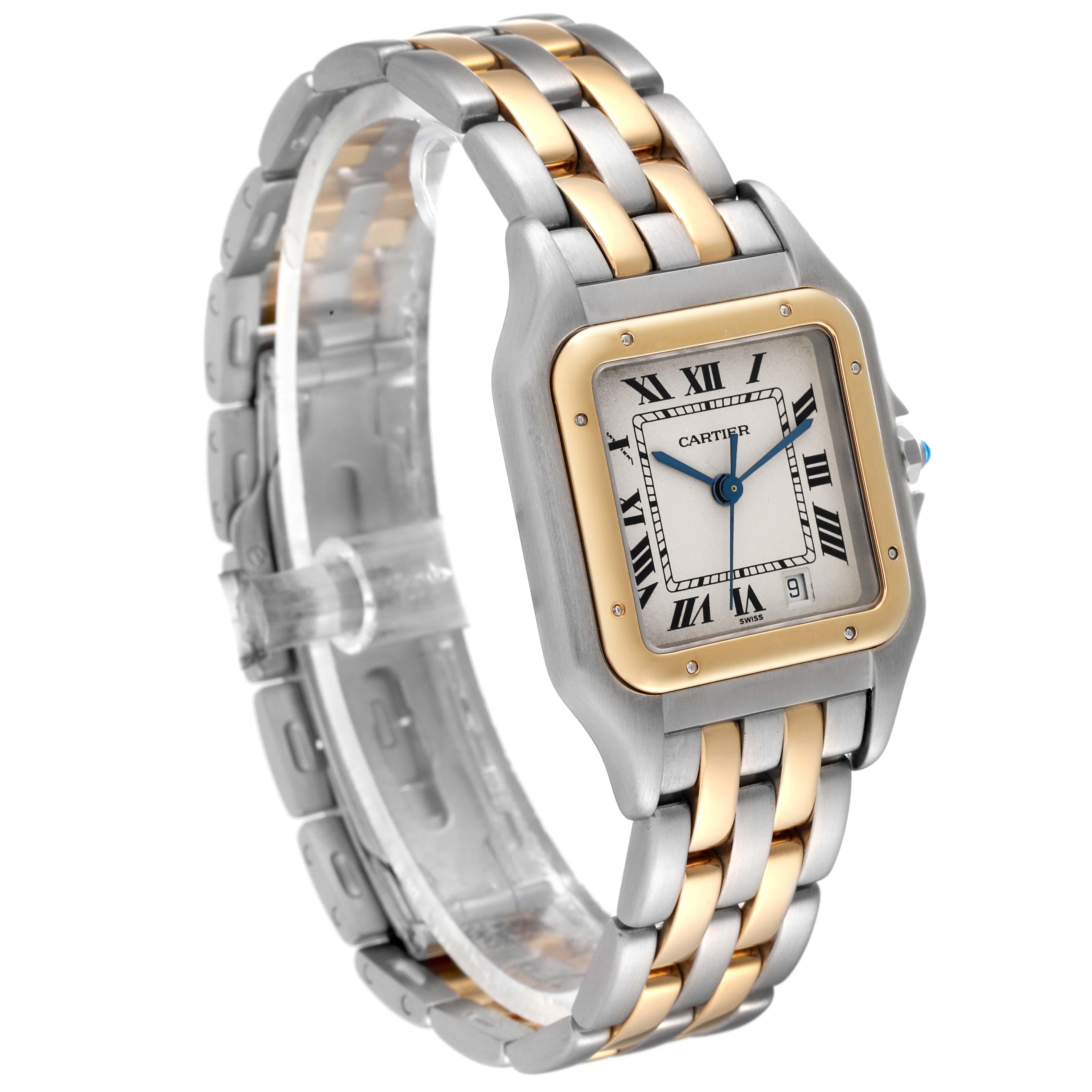 Cartier Panthere Midsize Steel Yellow Gold Two Row Ladies Watch W25028B8 In Excellent Condition In Atlanta, GA