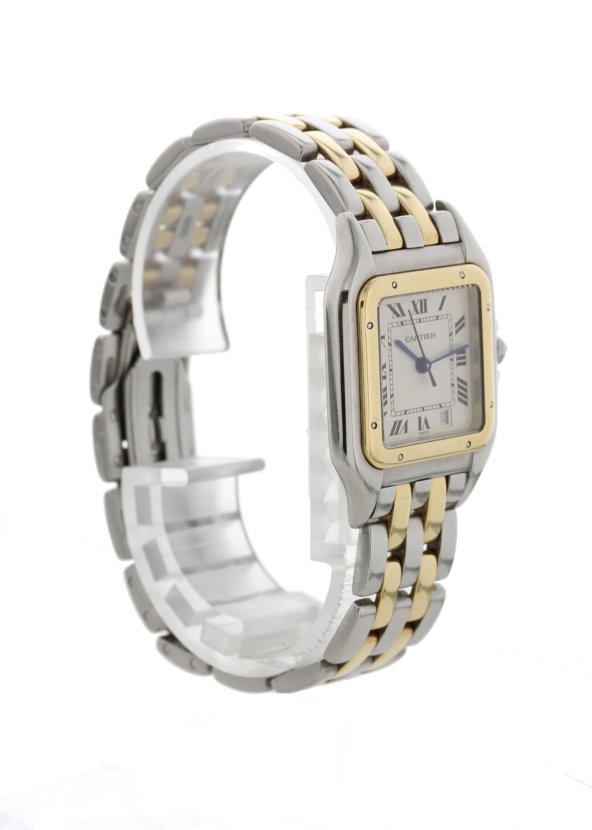 Cartier Panthere Midsize Two-Row Ladies Watch In Excellent Condition For Sale In New York, NY