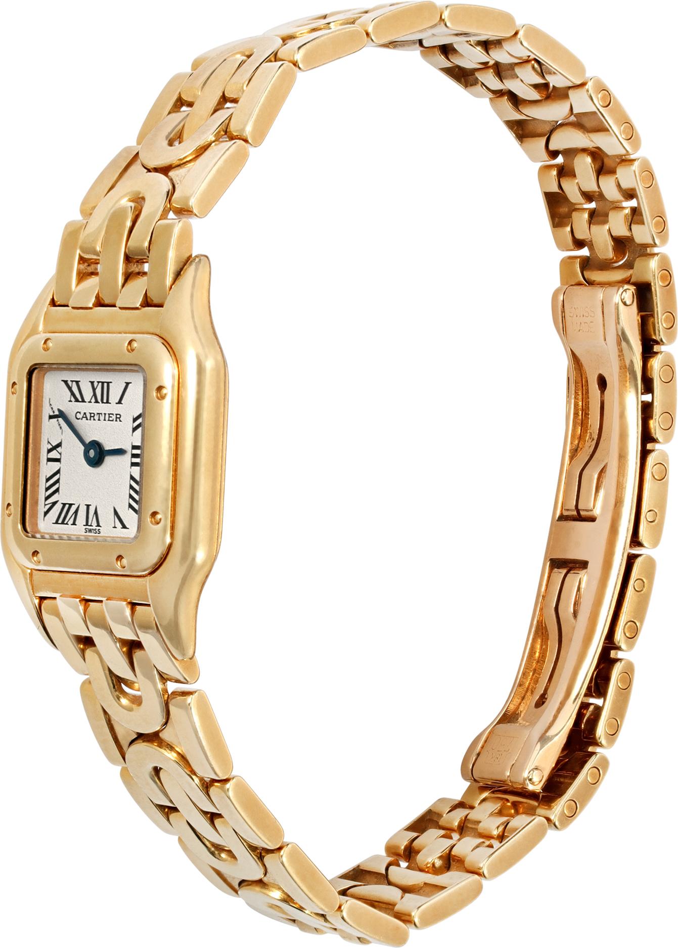 Cartier Mini Panthere Art Deco in 18k yellow gold. Quartz. 17 mm case size. Ref W25034N3. WIll fit up to a 6