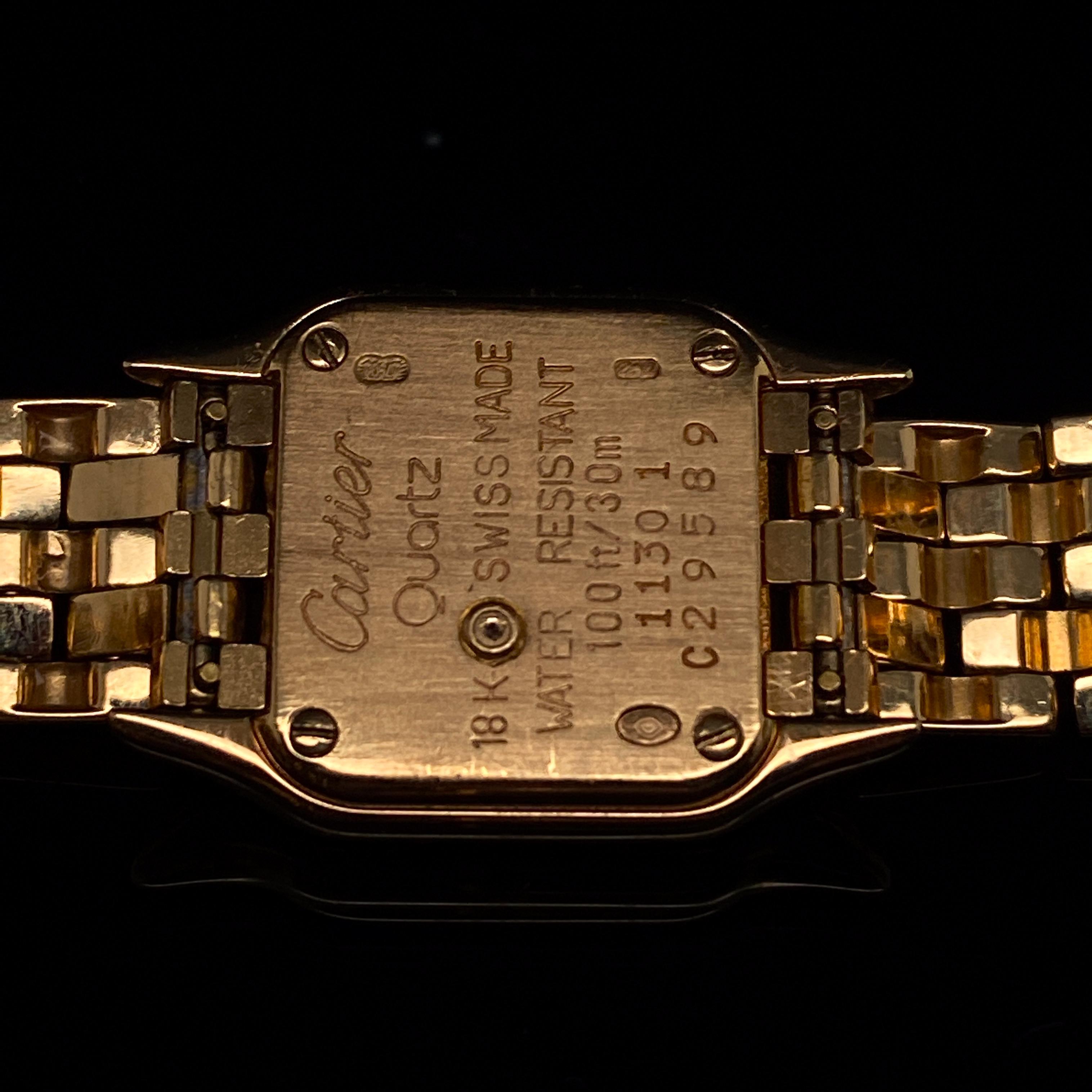 Cartier Panthère Mini 18 Karat Yellow Gold Quartz Ladies Wristwatch Circa 1990

A rare lady’s Cartier Panthere Mini quartz wrist-watch of 18 karat yellow gold. 

With a white dial, Roman numerals and a shaped casing
signed 