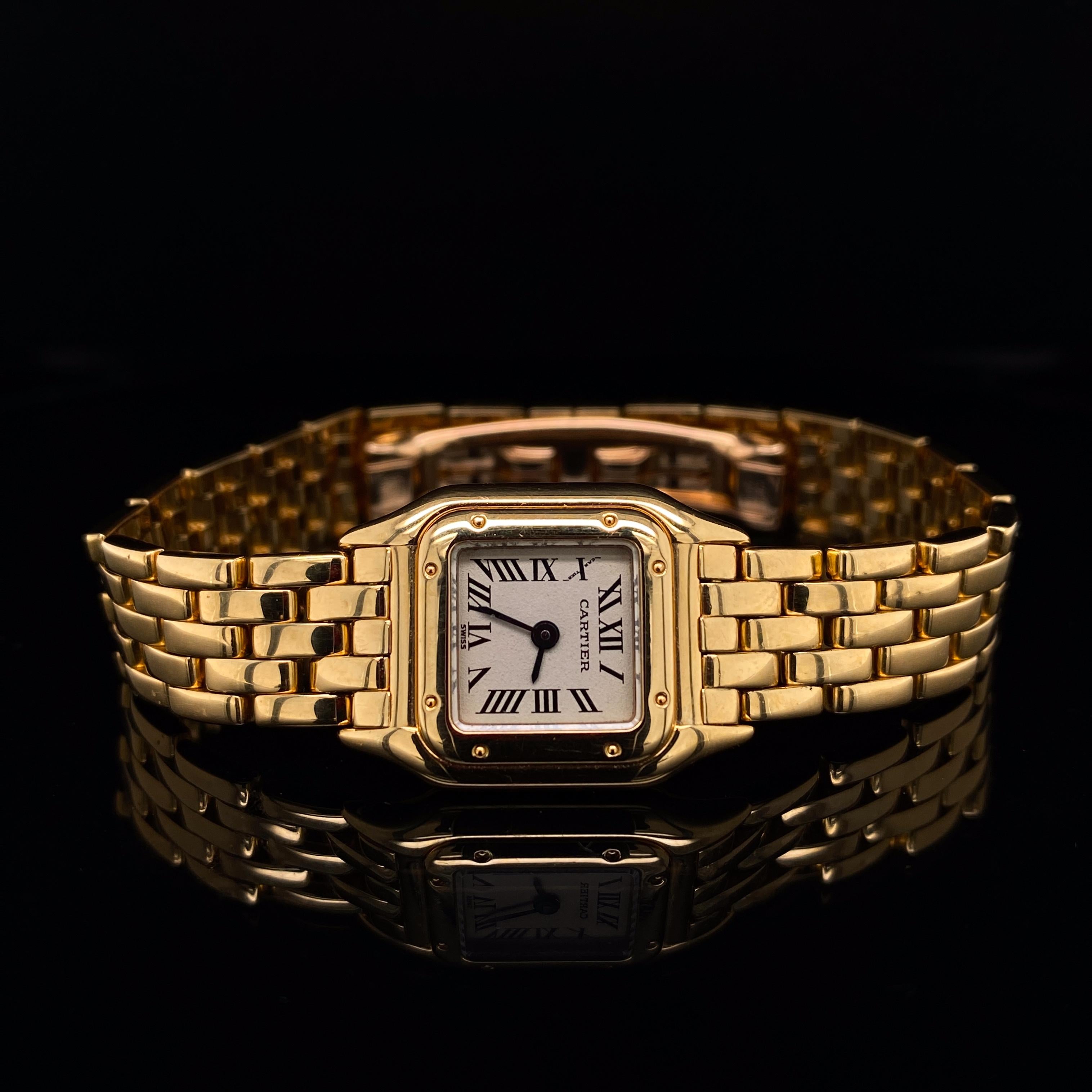 Cartier Panthère Mini 18 Karat Gelbgold Quarz Damenarmbanduhr im Zustand „Gut“ in London, GB