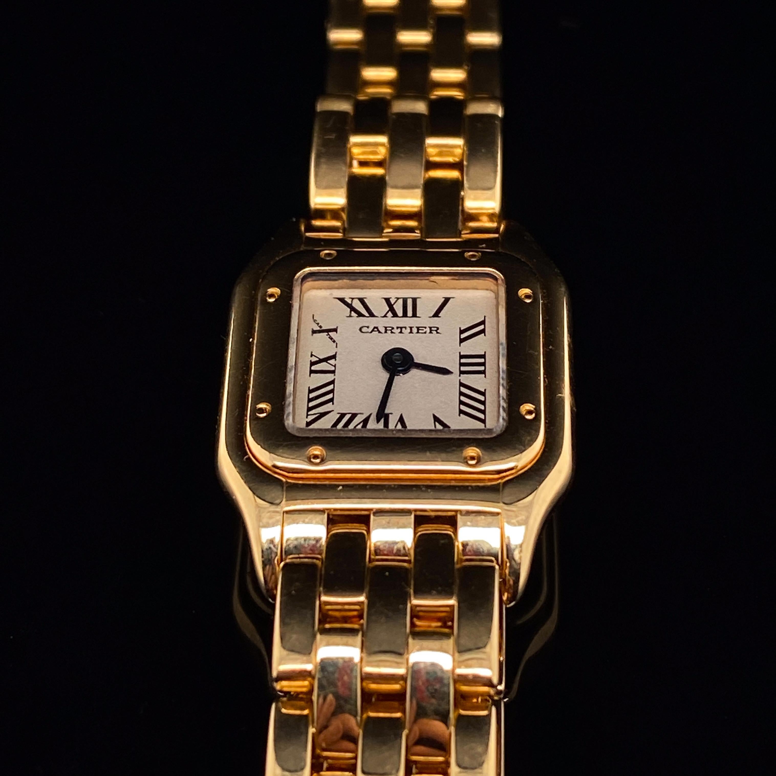 Women's Cartier Panthère Mini 18 Karat Yellow Gold Quartz Ladies Wristwatch