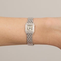 Cartier Panthere Mini Diamond 18K White Gold Watch with Certificate and Box