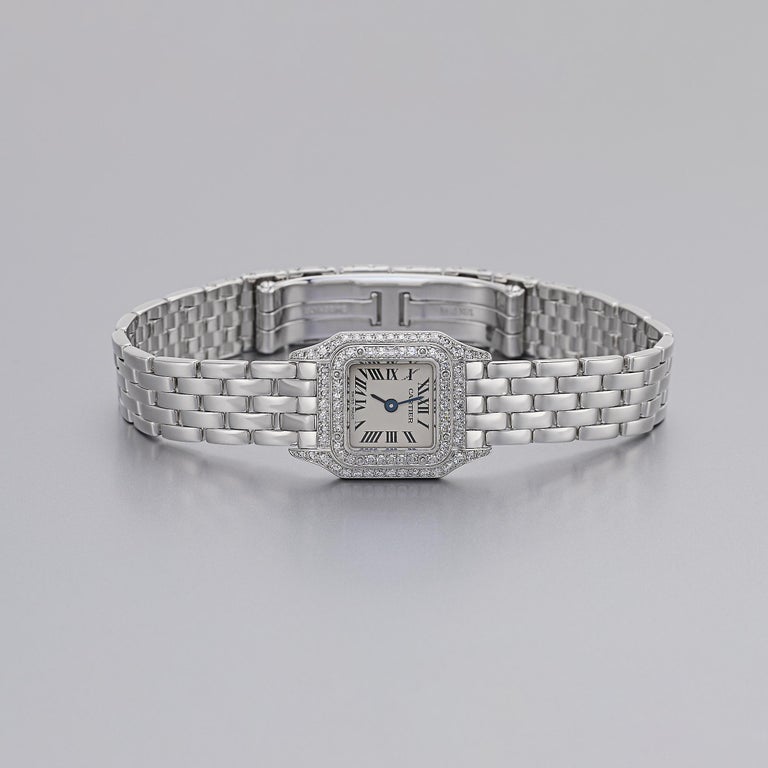 Cartier Panthere Mini Diamond 18K White Gold Watch with 