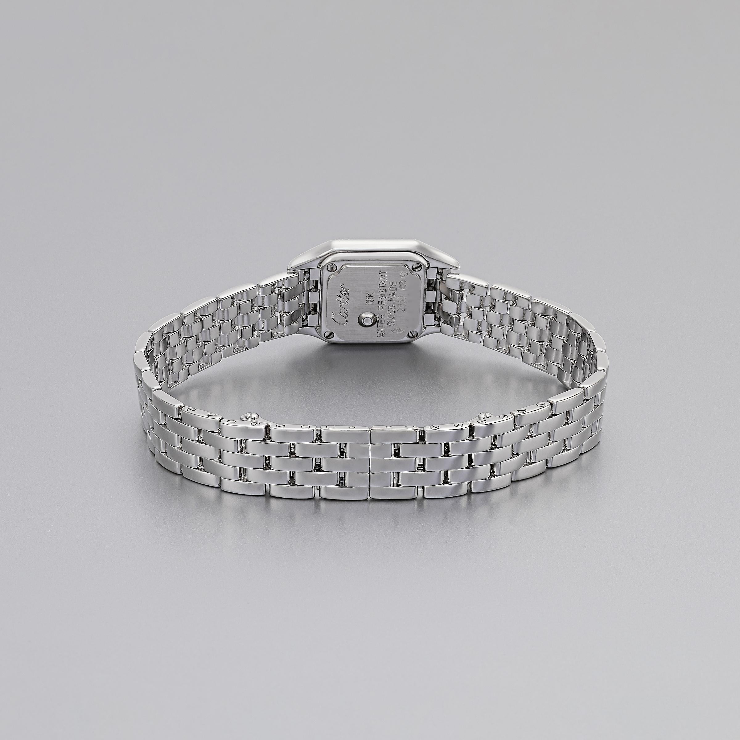 Donna Cartier Panthere Mini Diamond 18K White Gold Watch with Certificate and Box in vendita