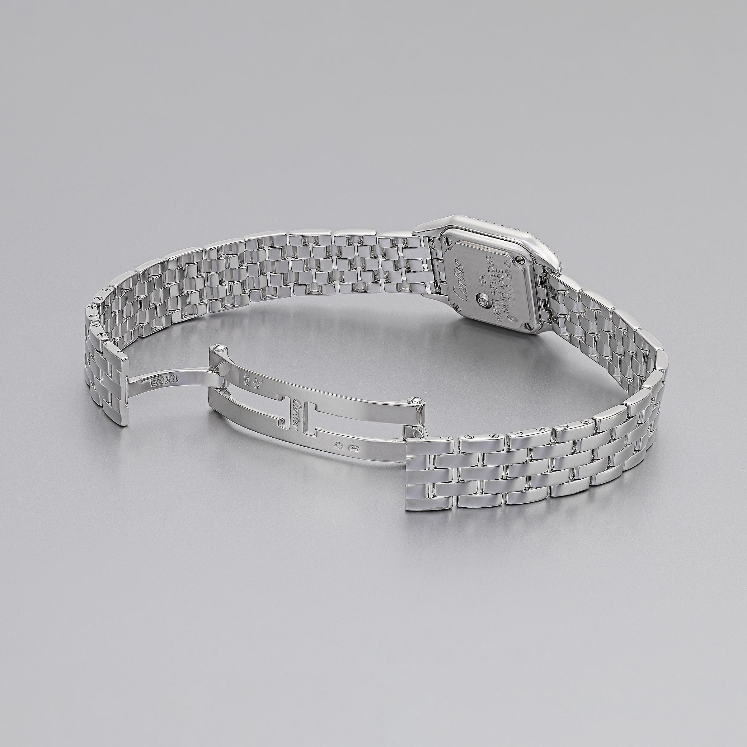 Cartier Panthere Mini Diamond 18K White Gold Watch with Certificate and Box in vendita 2