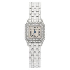 Cartier Panthere Mini Diamond 18K White Gold Watch with Certificate and Box