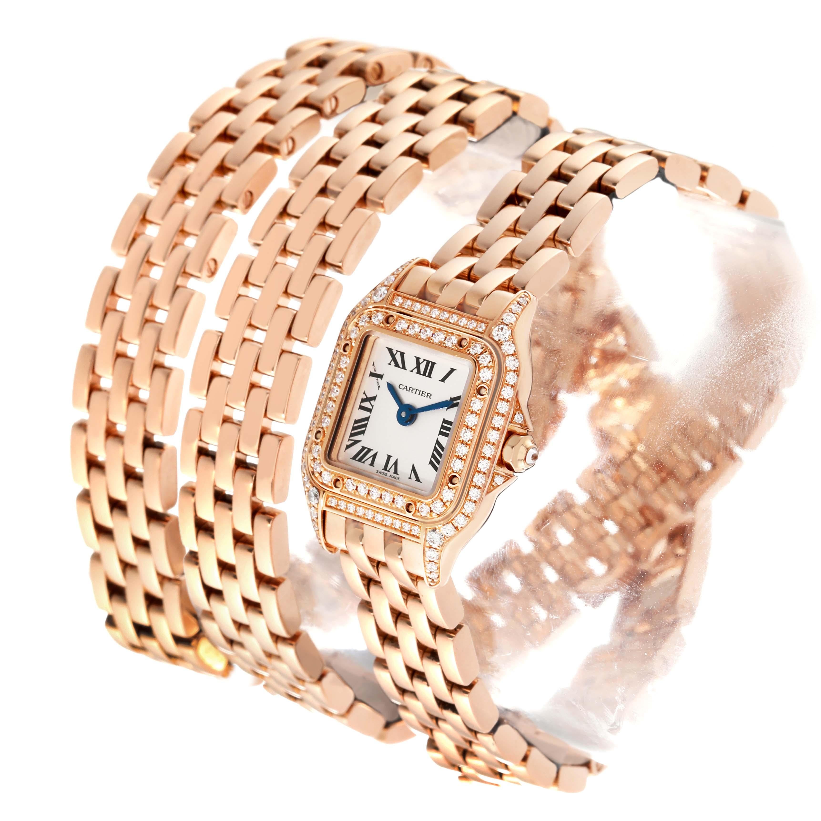 Cartier Panthere Mini Roségold Diamant Dreifachschliff Damenuhr WJPN0013 im Zustand „Hervorragend“ in Atlanta, GA