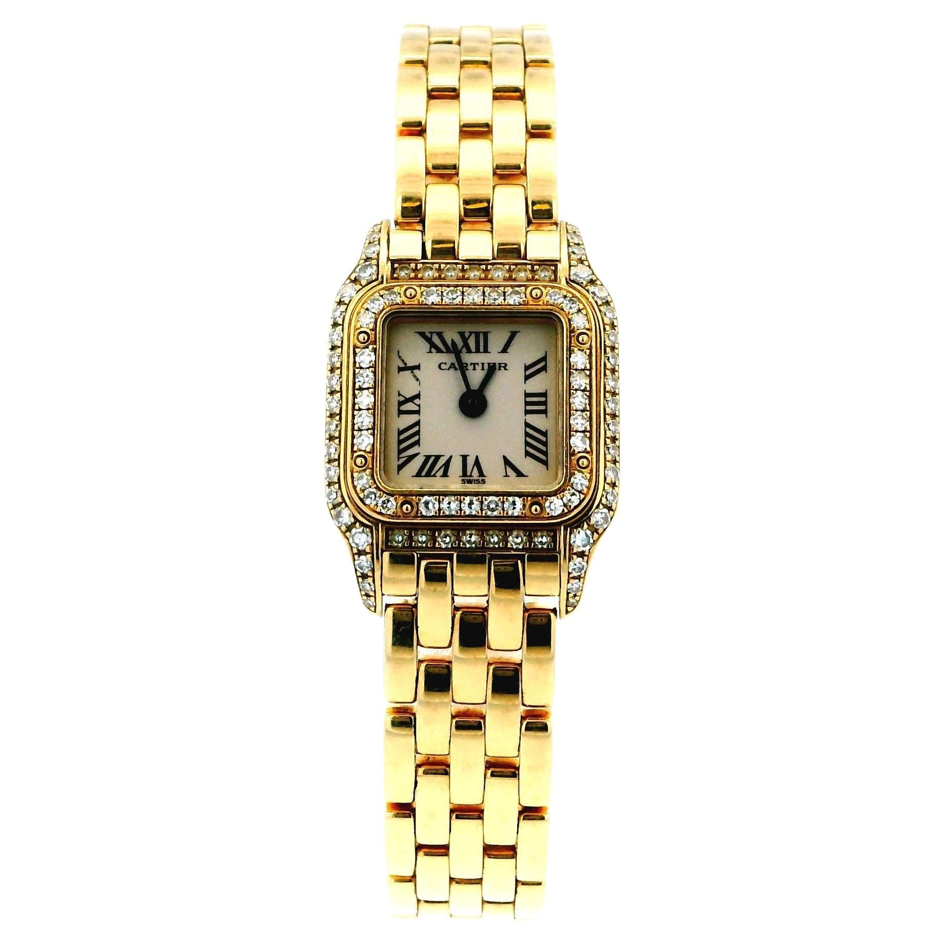 Cartier Panthere Mini WF3141B9 Orologio da donna in oro giallo 18 carati con diamanti