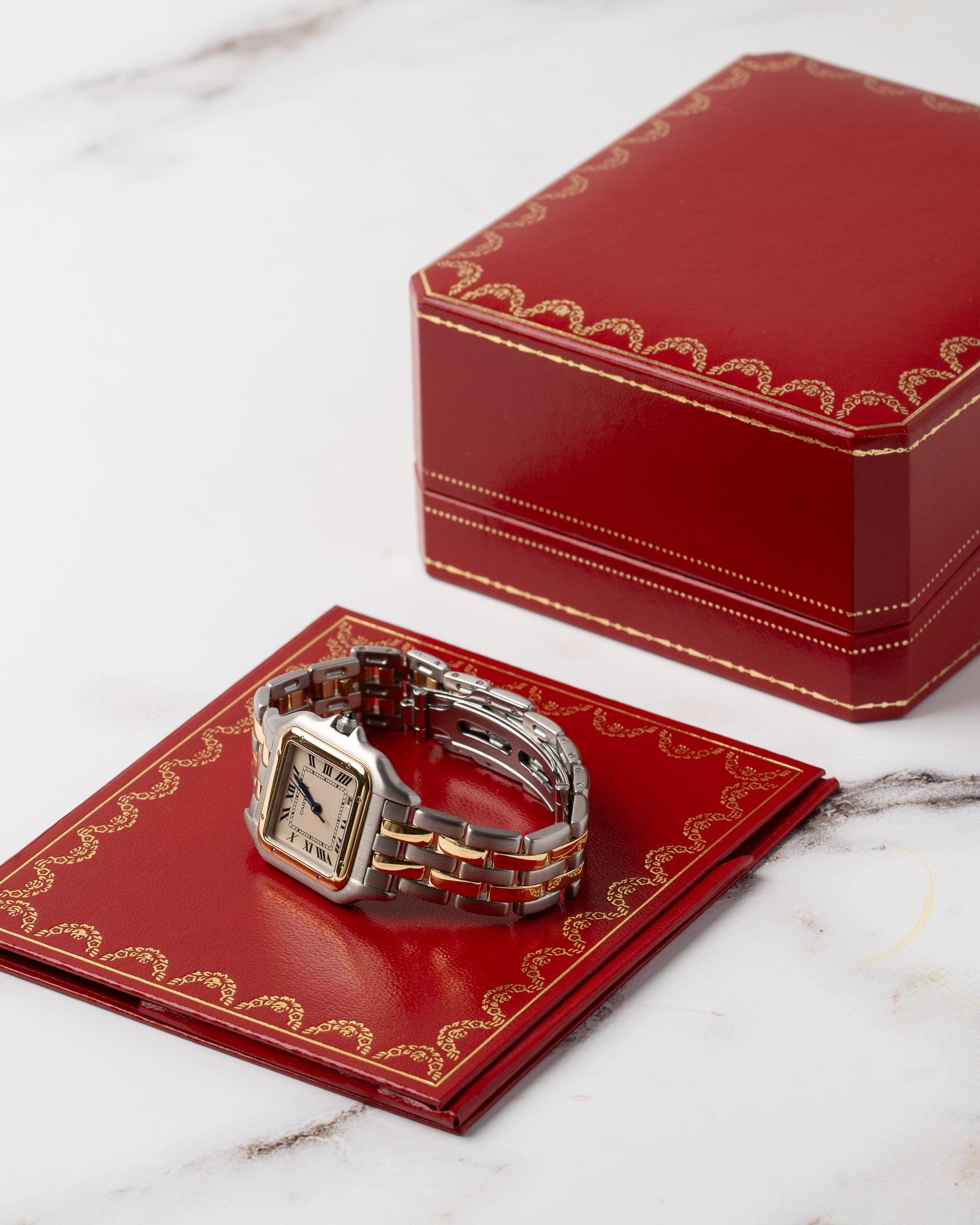 Cartier Panthère MM 183949 YG/SS 2 Row 1990s In Good Condition For Sale In SYDNEY, AU