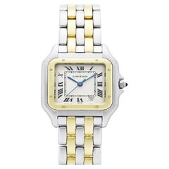 Retro Cartier Panthère MM W25028B6 - Iconic Gold & Stainless Steel Men's Watch