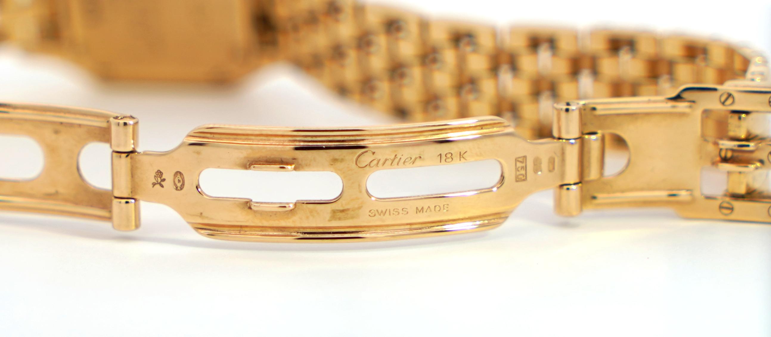 Modern Cartier Panthere MOP 22mm Factory Diamond Bezel Watch in 18K Yellow Gold
