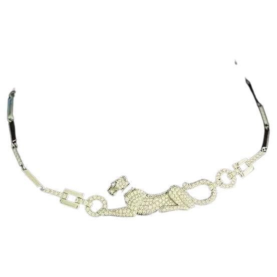 Cartier Panthère necklace diamond emerald onyx 18K White Gold high jewelry