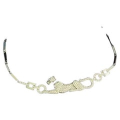 Cartier Panthère necklace diamond emerald onyx 18K White Gold high jewelry