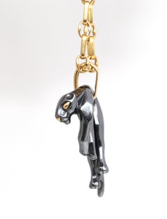 Cartier Panthère Necklace Pendant 18 Karat Yellow Gold Chain, 1990