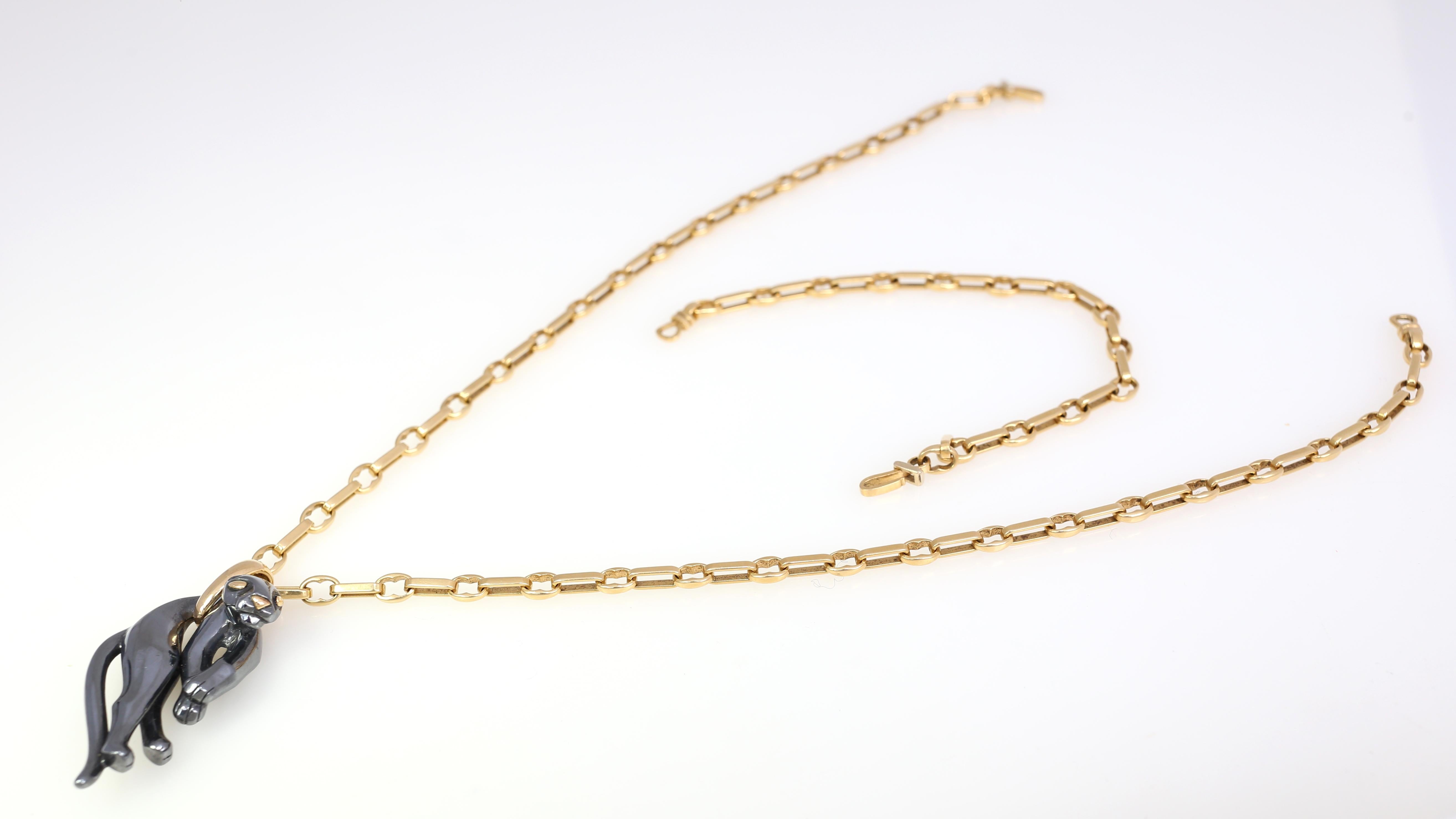 Cartier Panthère Necklace Pendant 18 Karat Yellow Gold Chain, 1990 3